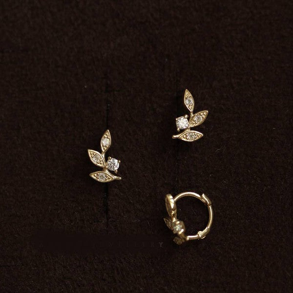 Woodland CZ Detailed Hoop Earrings