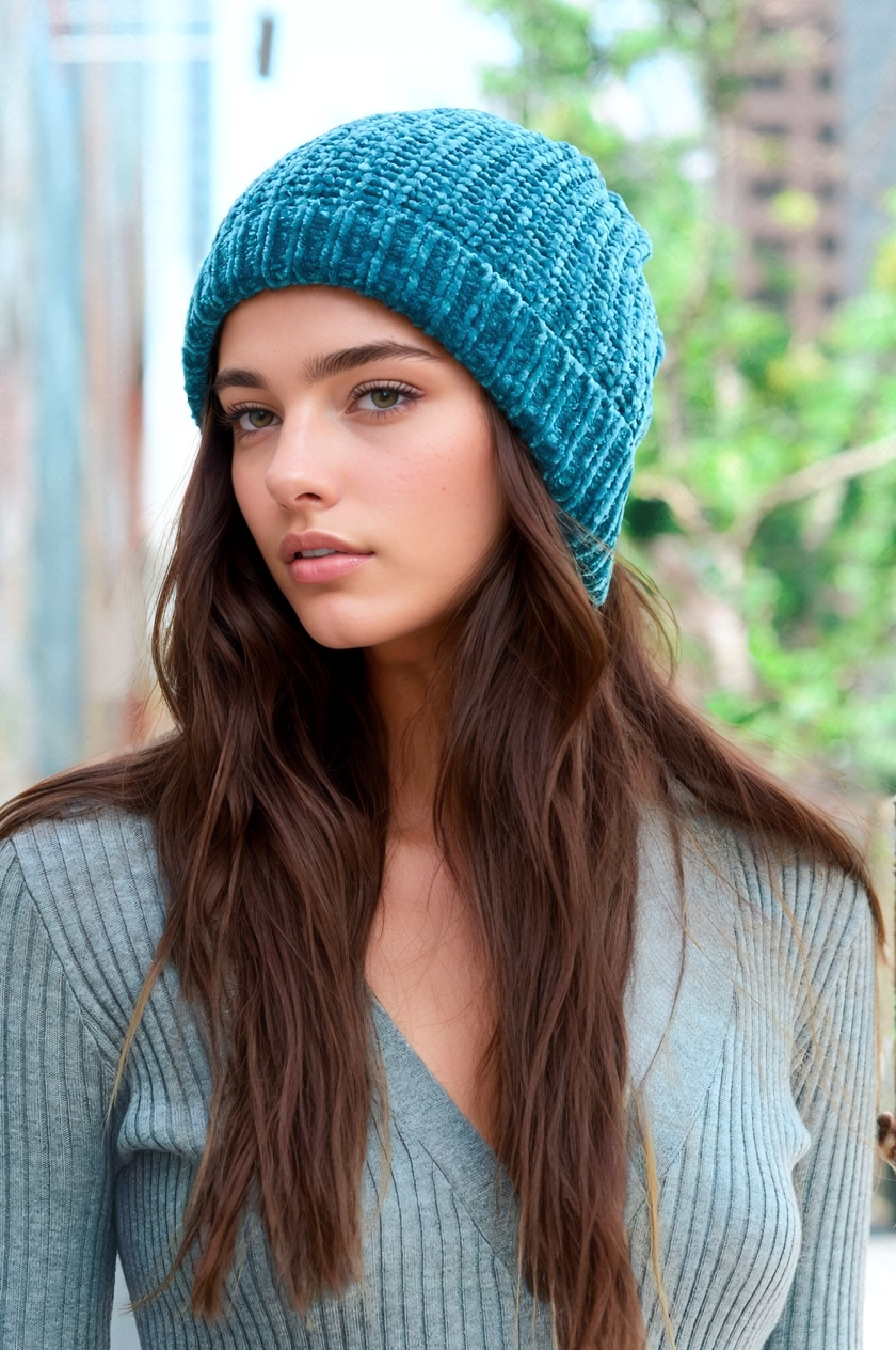 Soft Chenille Beanie Hats & Hair