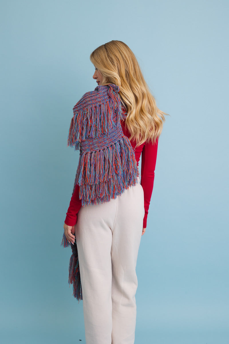 Fun & Fluffy Knit Fringe Winter Scarf