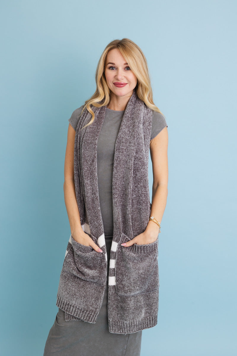 Wrap & Go Chenille Pocket Scarf