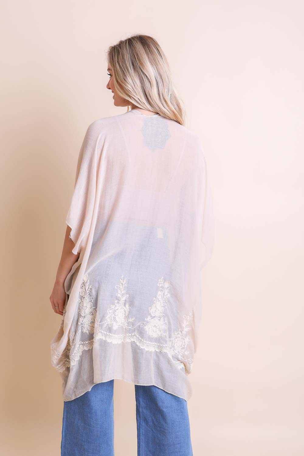 Tropical Nights Floral Embroidered Stitched Kimono