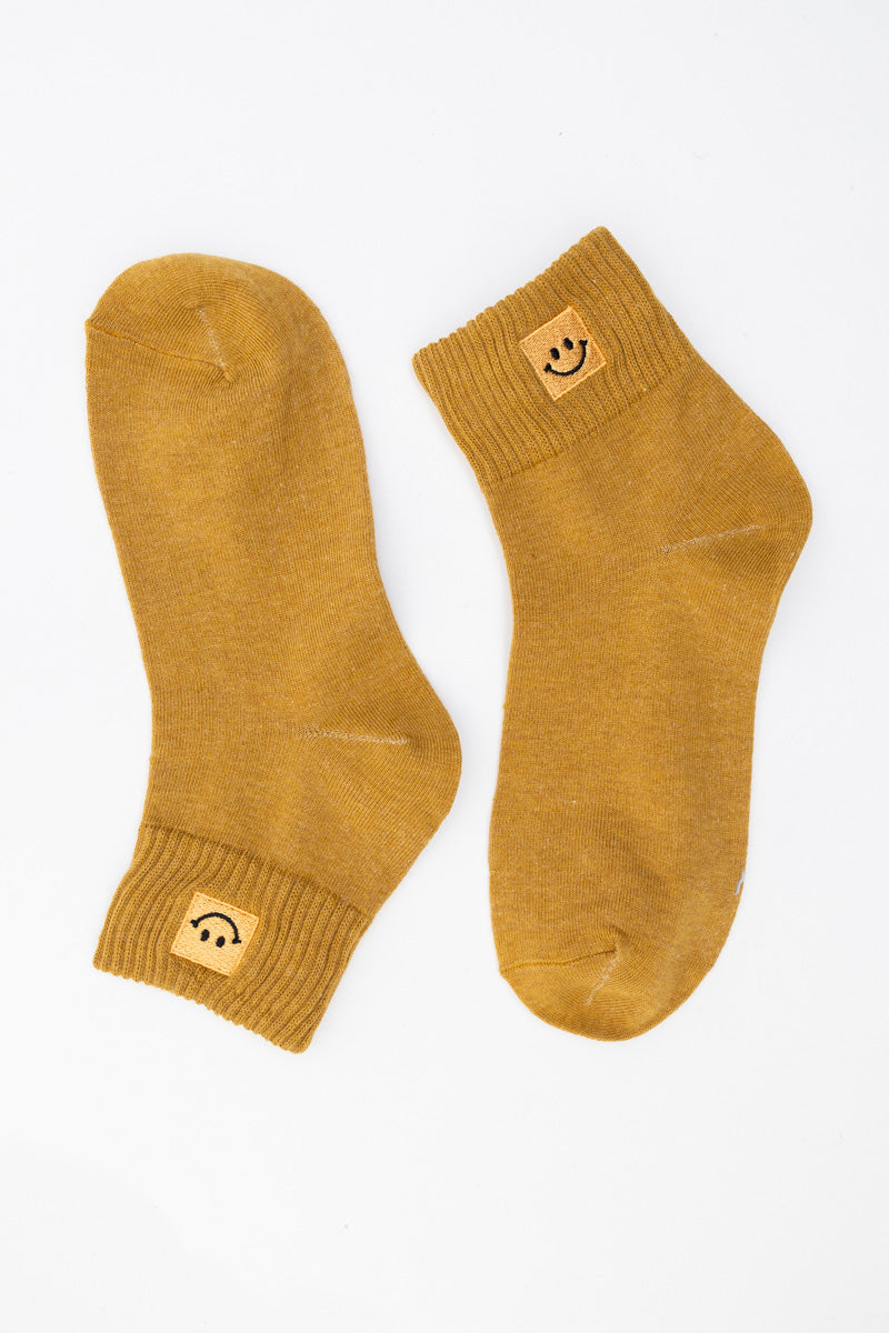 Happy Feet Embroidered Smiley Socks