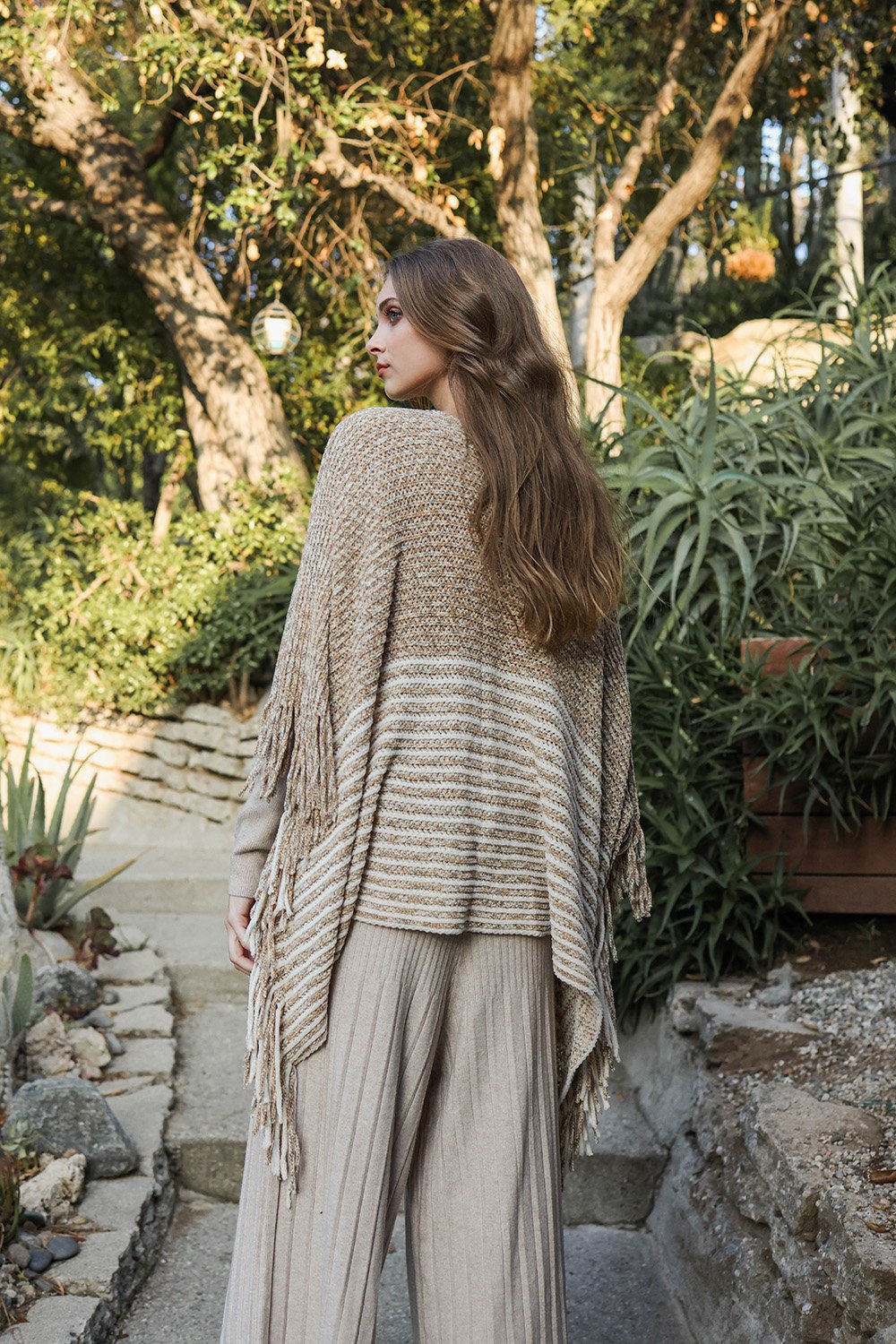 Boucle Knit Ruana Ponchos