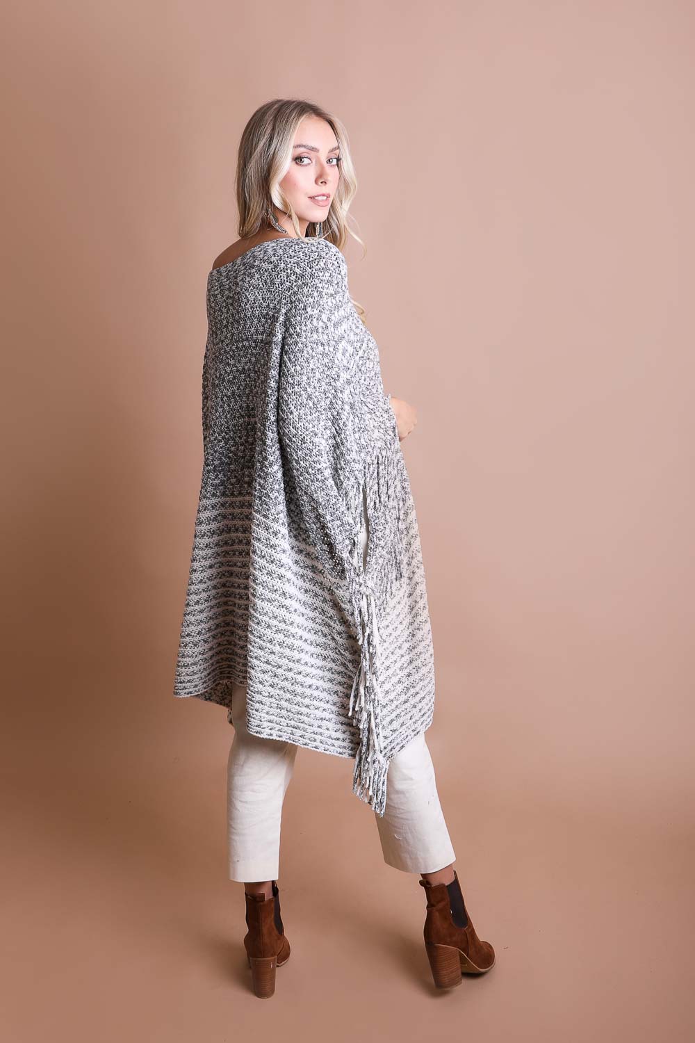 Boucle Knit Ruana Ponchos