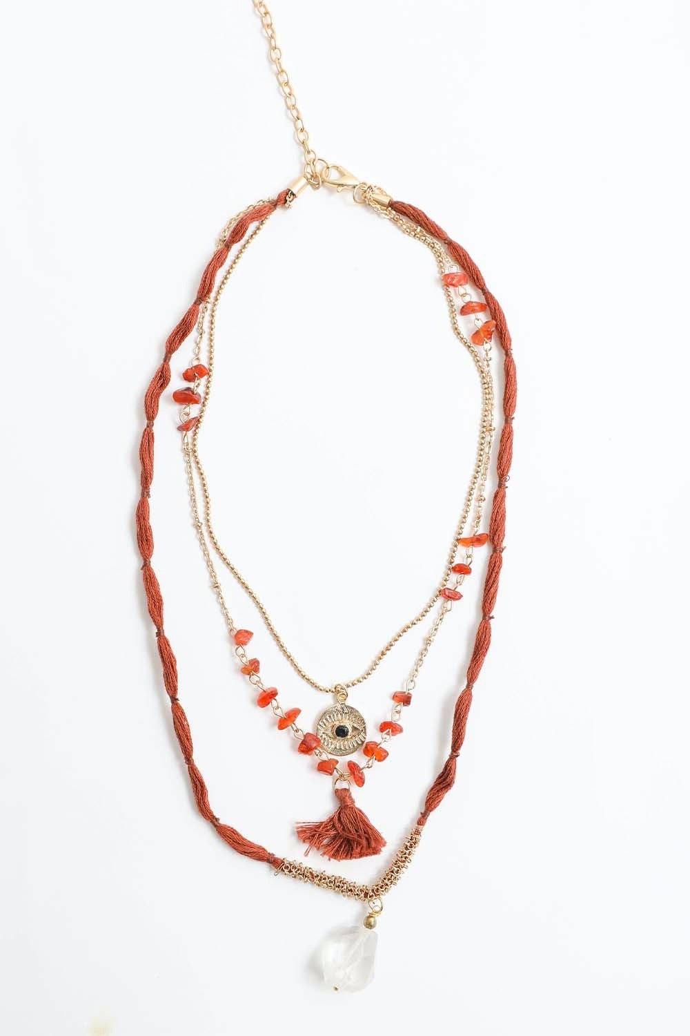 Carnelian & Crystal Layered Necklace Jewelry