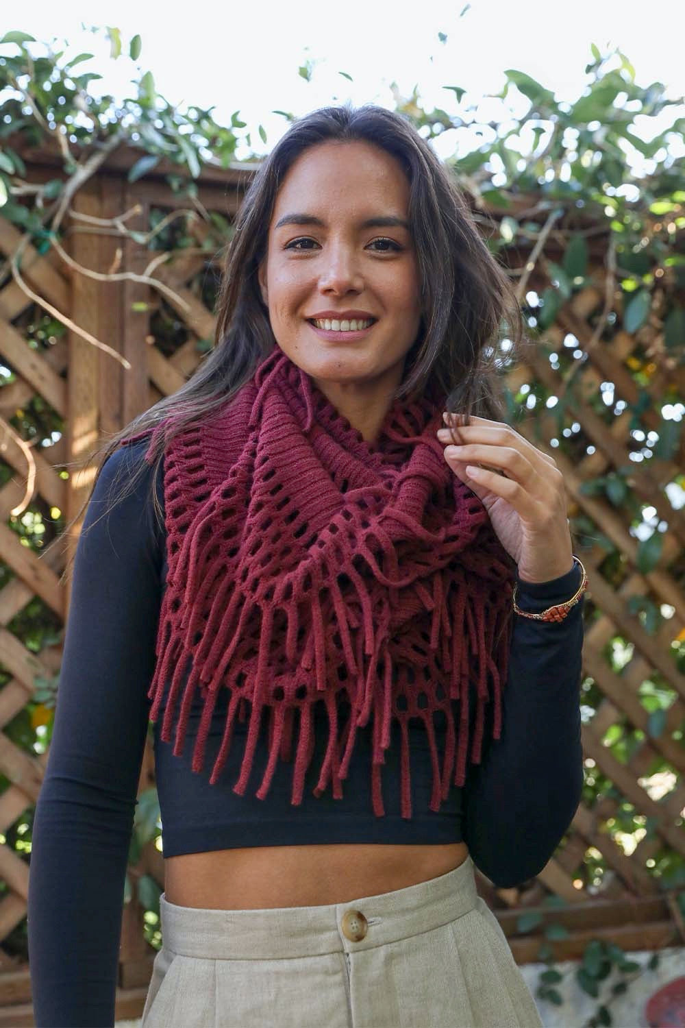 Chenille Tassel Infinity Scarf Scarves