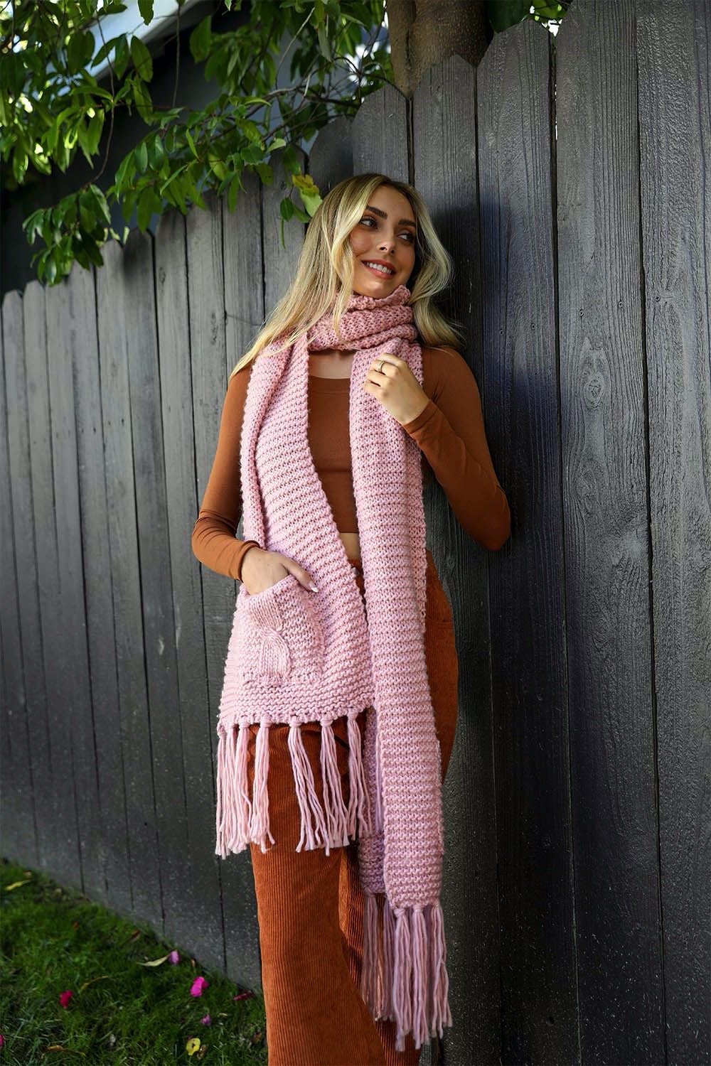 Chunky Oversized Pocket Scarf Scarves Blush