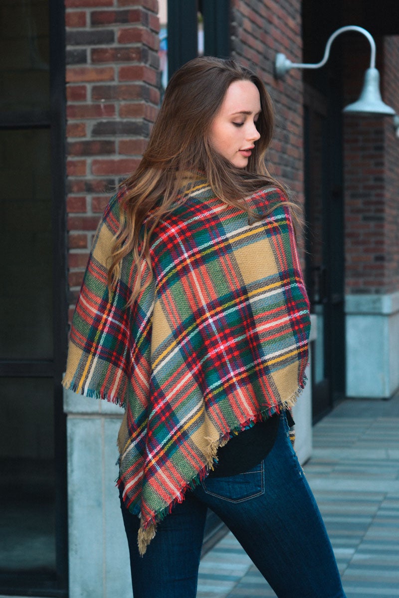 Classic Flannel Toggle Poncho Ponchos