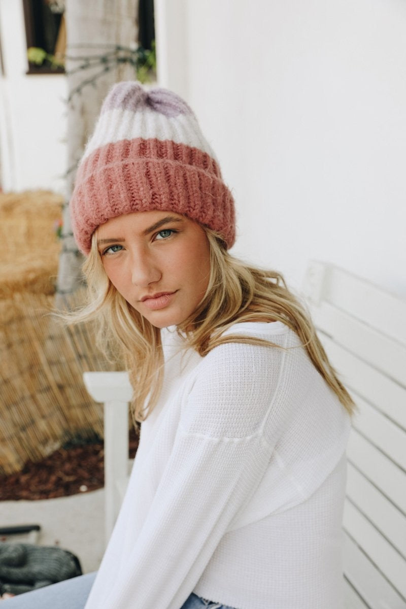 Color Block Knit Beanie Hats & Hair