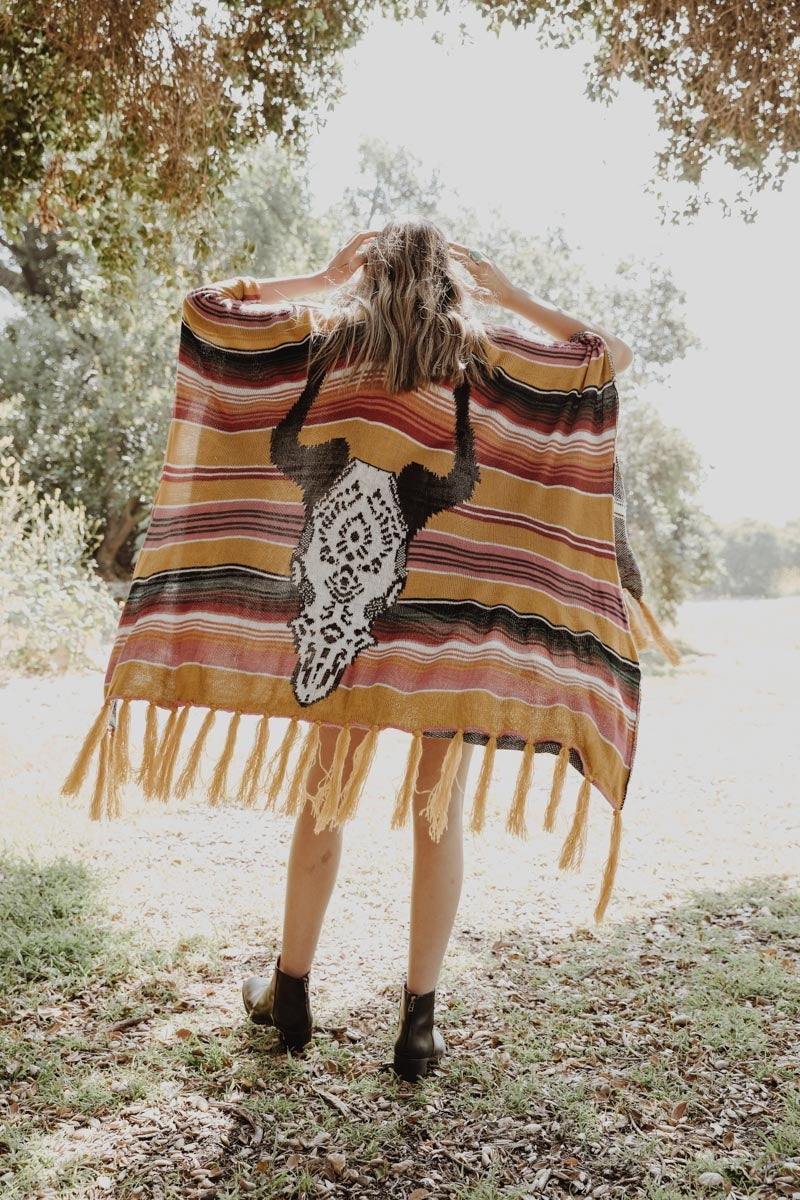 Cow Skull Serape Kimono