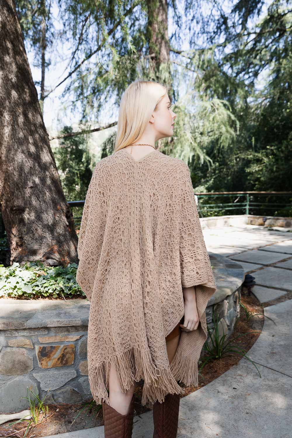 Cozy Haven Embroidered Tassel Wrap Ponchos