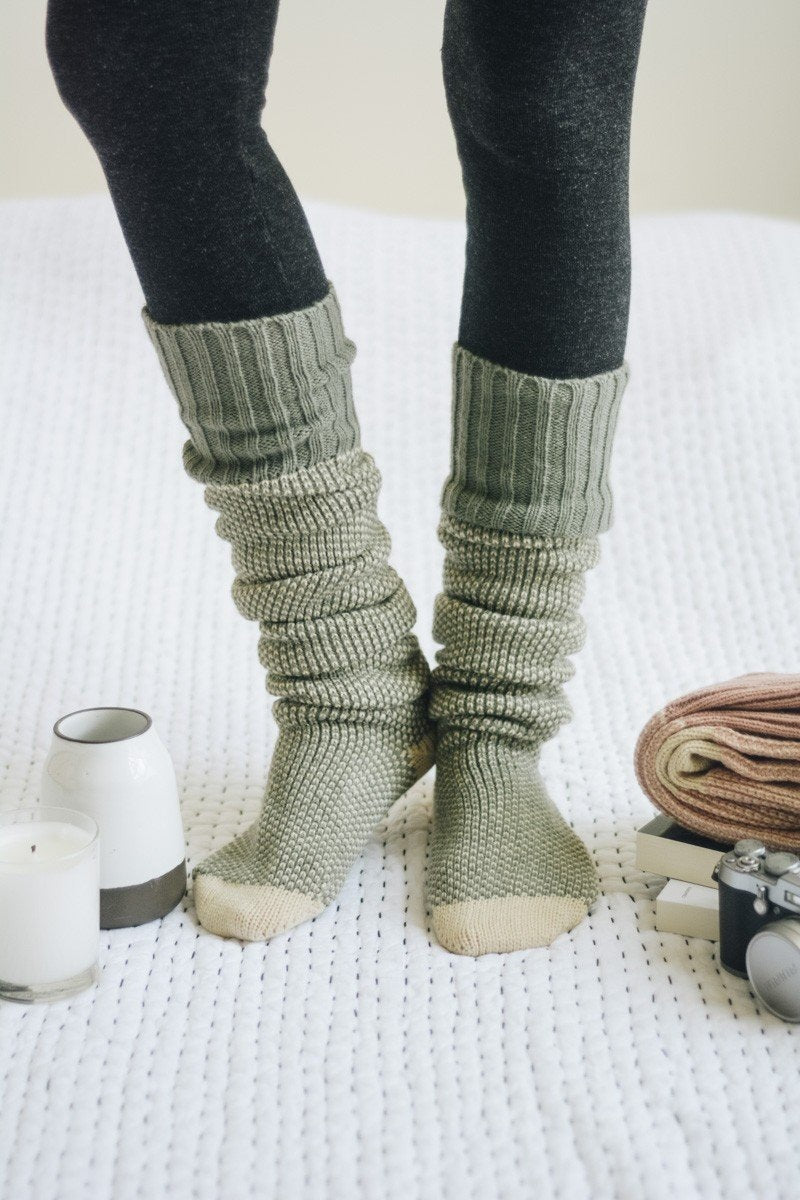 Cozy Ribbed Knit Lounge Socks Hats & Hair Mint