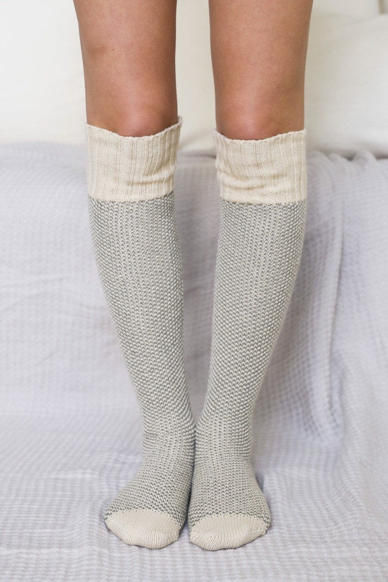 Cozy Ribbed Knit Lounge Socks Hats & Hair Oatmeal