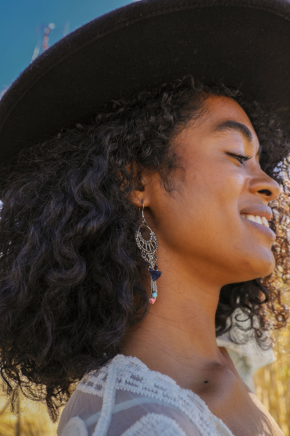 Dangling Rose Quartz & Fringe Earrings Jewelry