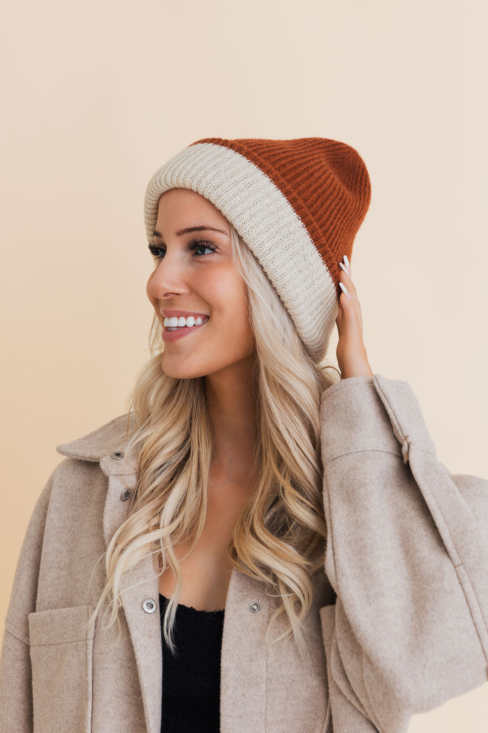 Essential Harmony Two-Tone Knit Cap Beanies