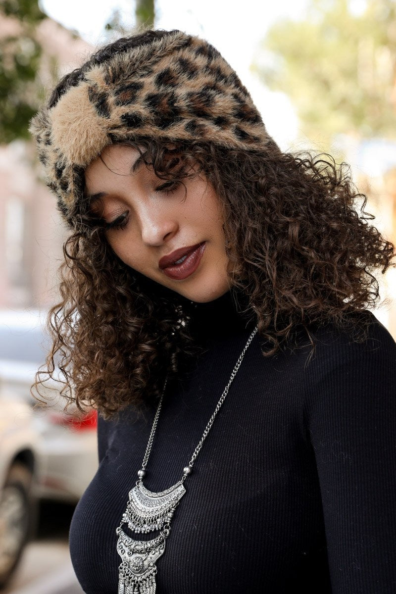 Faux Leopard Head Wrap Hats & Hair