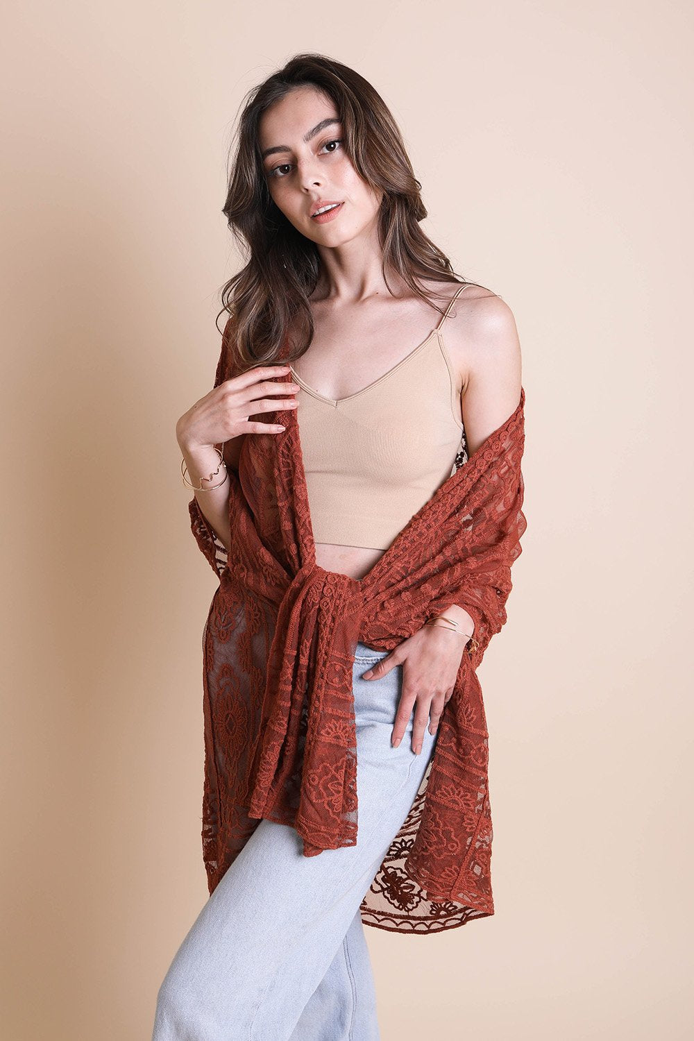 Floral Mandala Mesh Kimono Ponchos