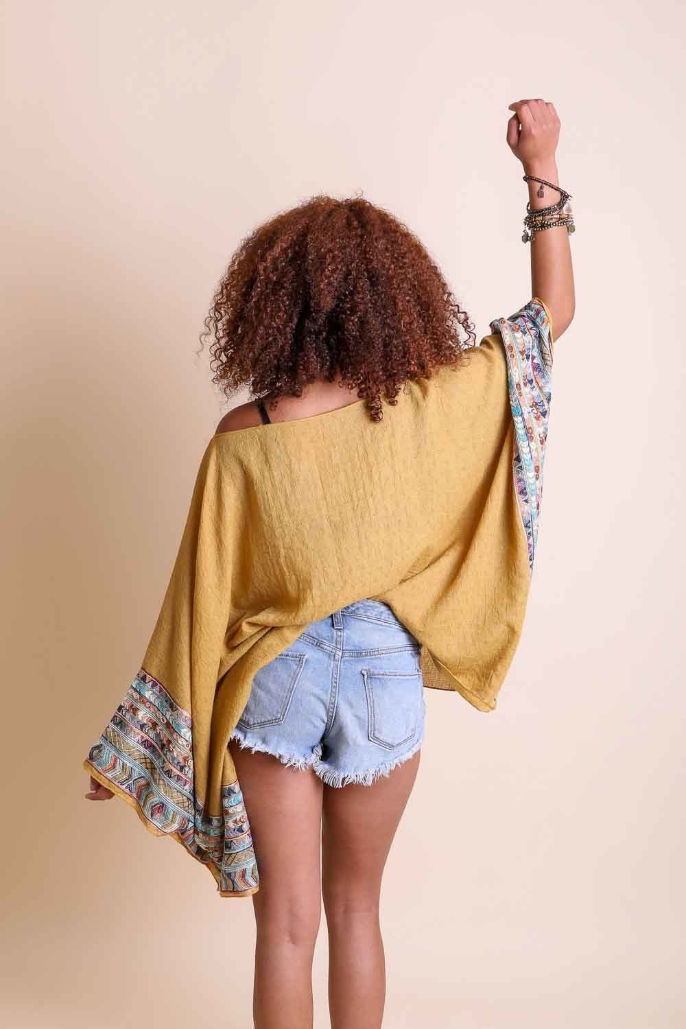 Geometric Embroidered Tunic Kimono