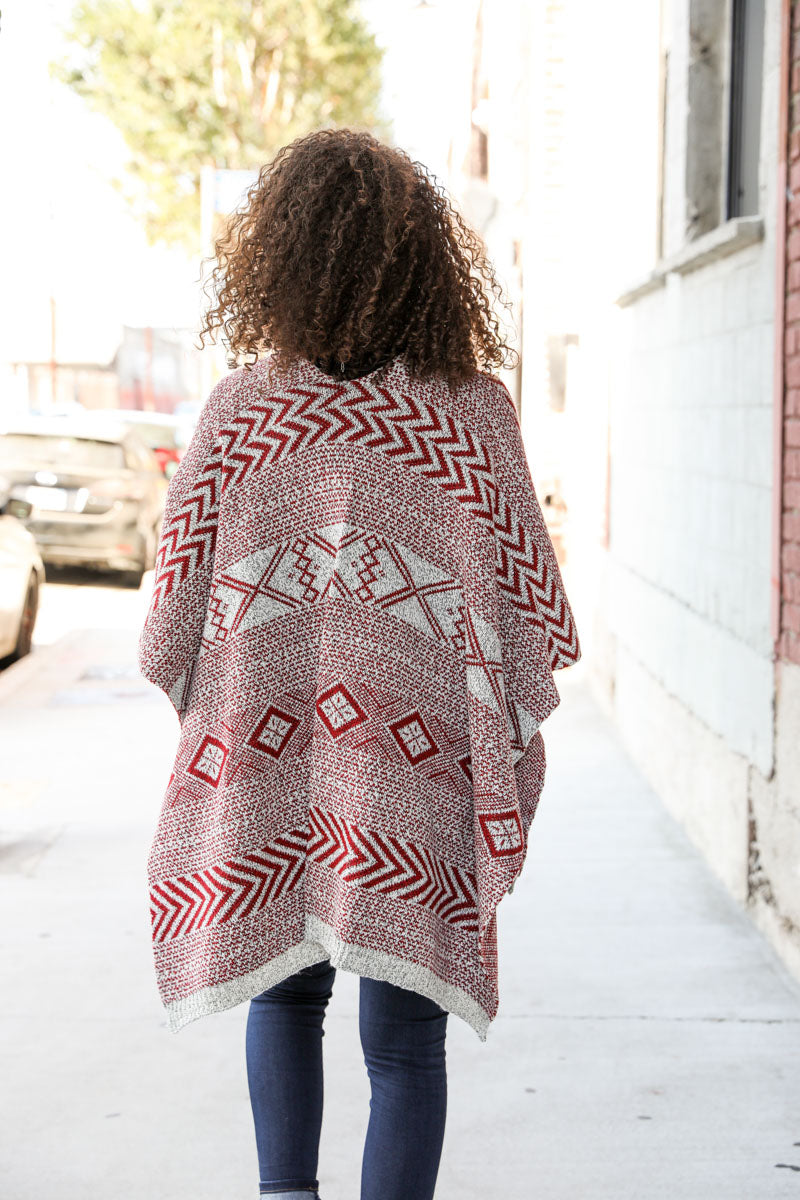 Indie Folk Style Multi Pattern Ruana Ponchos