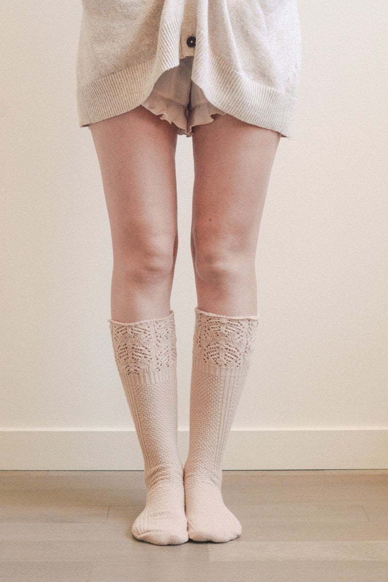 Knee High Pointelle Ribbed Socks Hats & Hair