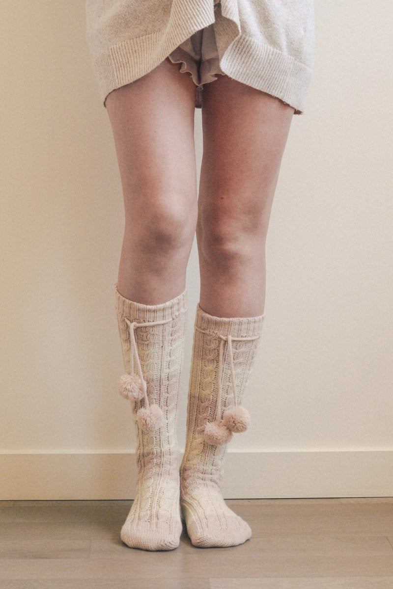 Knee High Striped Pom Socks Hats & Hair