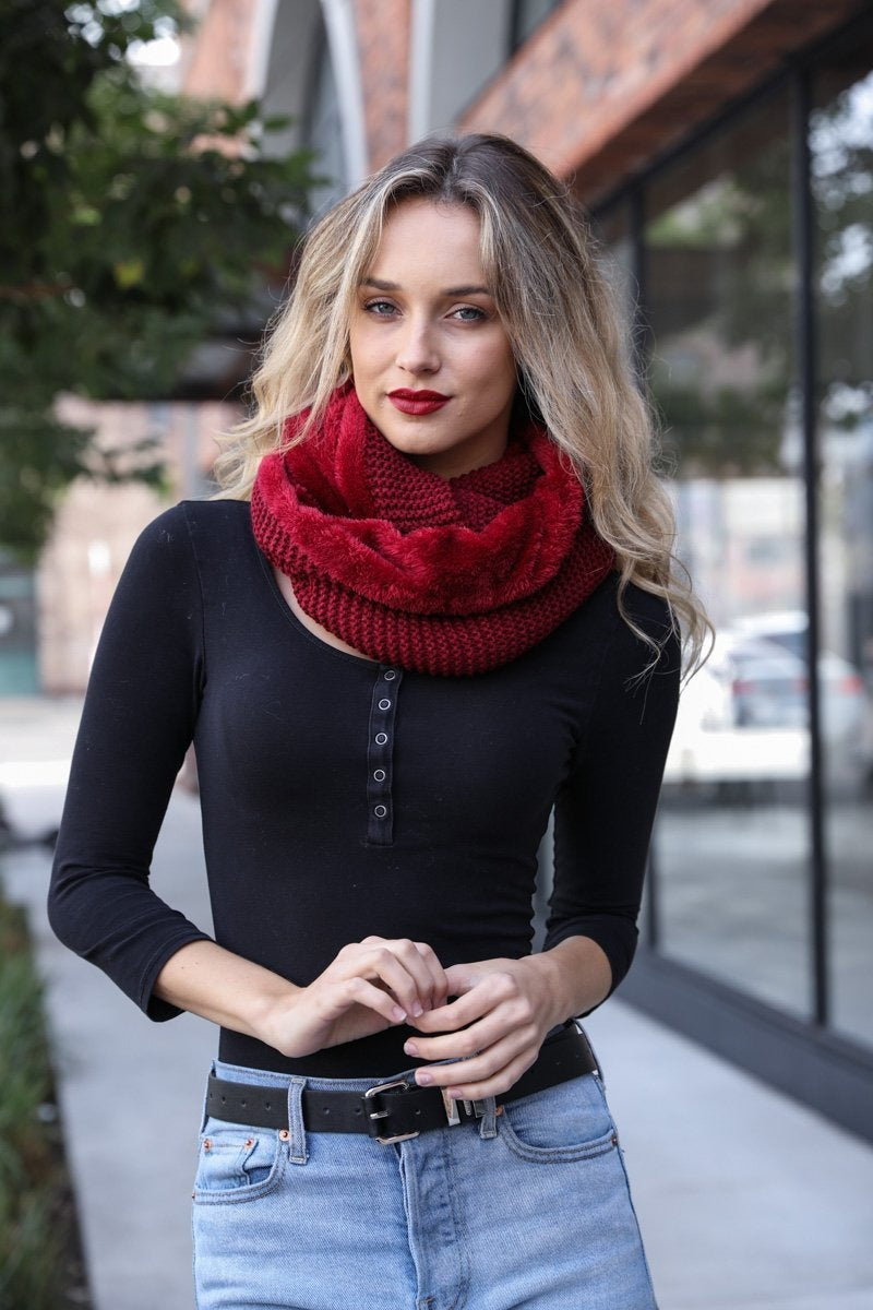 Knit Infinity Scarf Scarves Burgundy