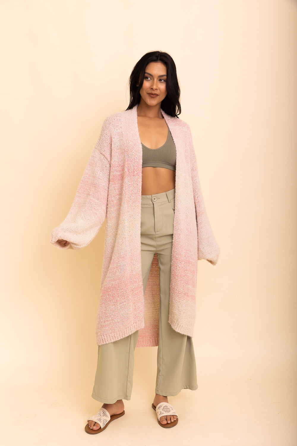 Lounge Around Longline Ombre Cardigan Ponchos One Size /