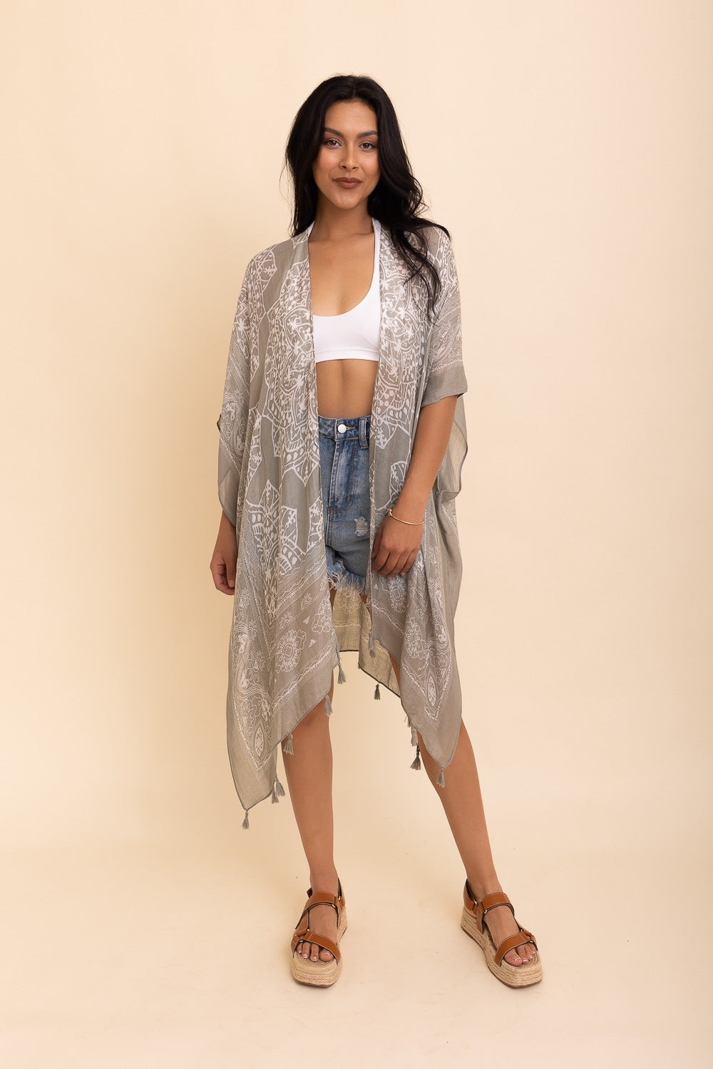 Mandala Tassel Kimono One Size / Olive