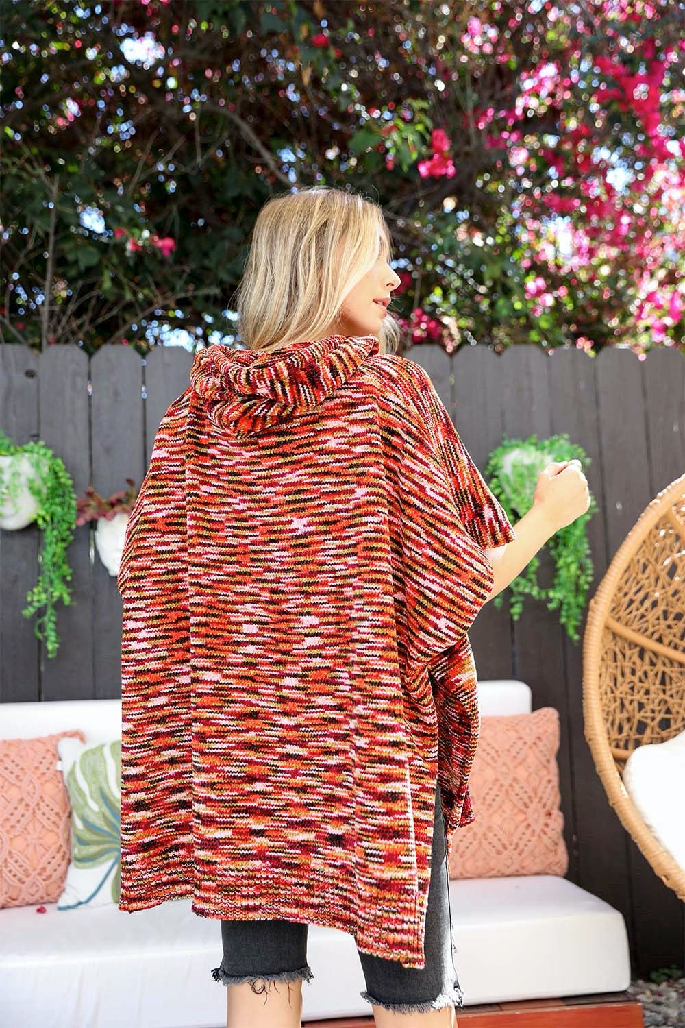 Mosaic Modernized Hooded Poncho Ponchos