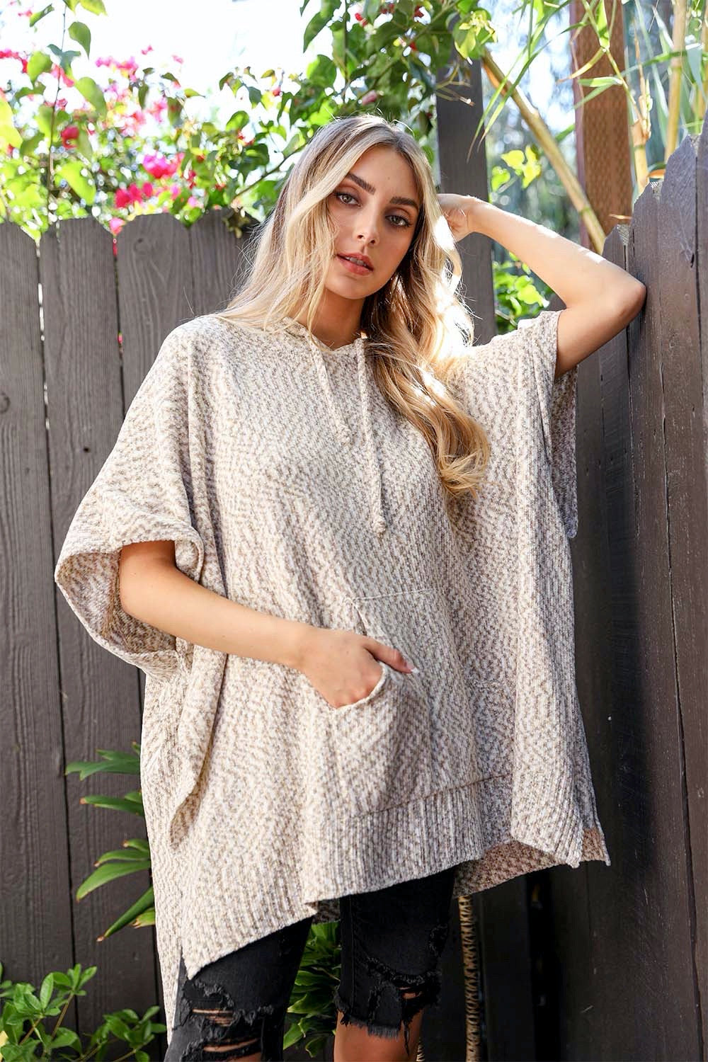 Mosaic Modernized Hooded Poncho Ponchos