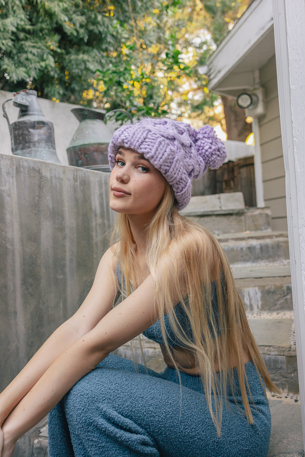 Oversized Chunky Knit Pom Beanie Beanies