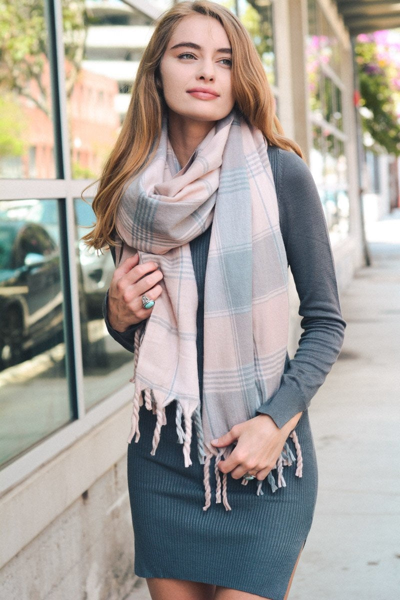 Oversized Flannel Tassel Scarf Scarves