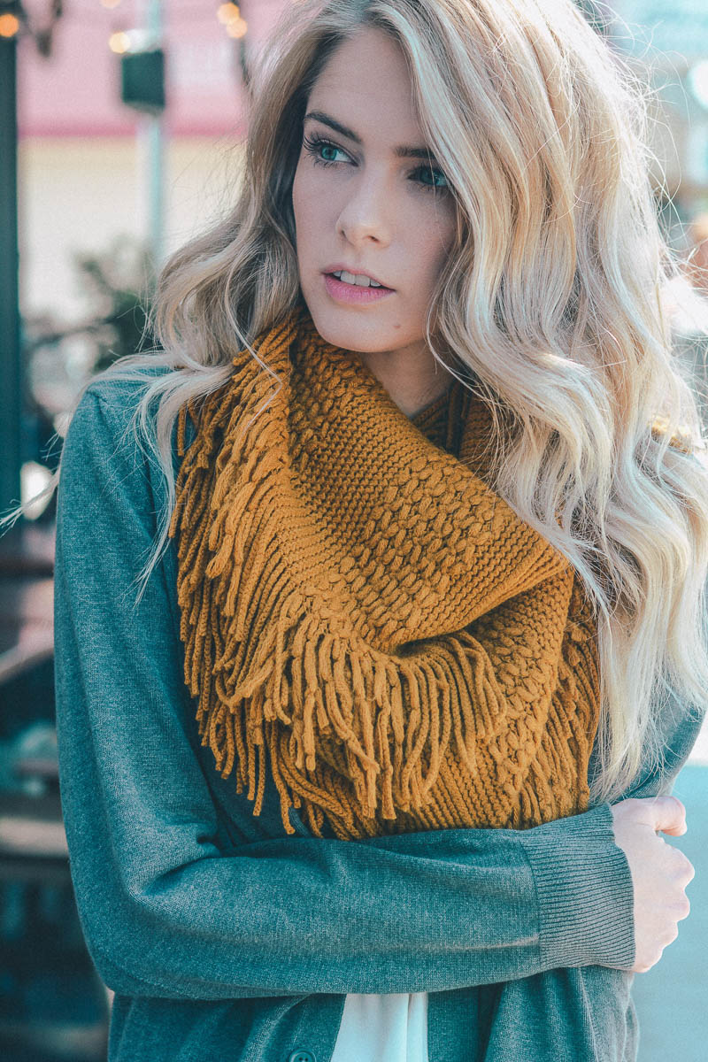 Pointelle Fringe Infinity Scarves