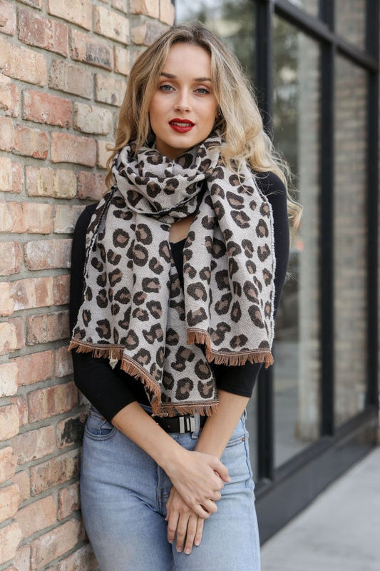 Reversible Leopard Blanket Scarf Scarves