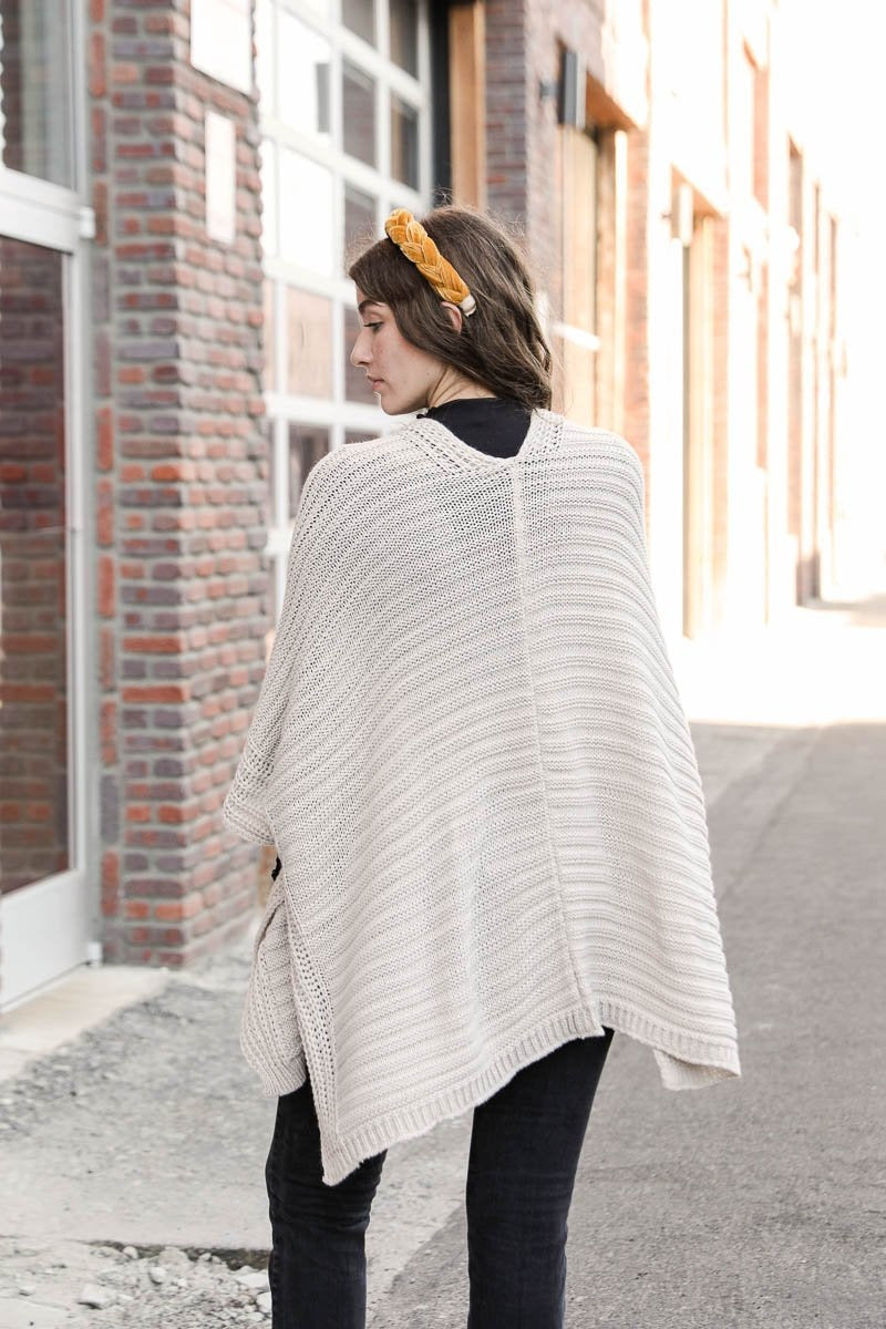 Ridged Rib Knit Ruana Ponchos