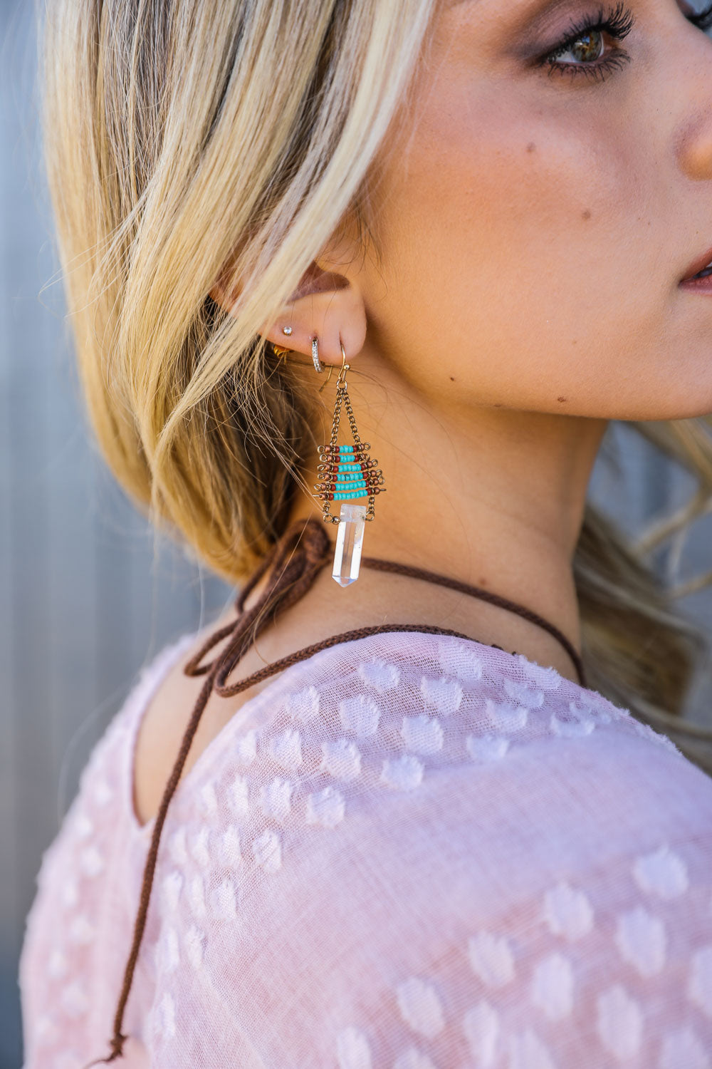 Seed Bead with Crystal Drop Earrings Jewelry