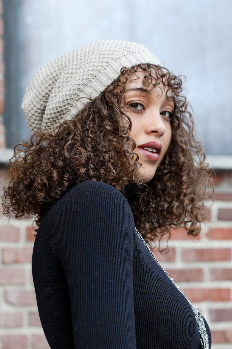 Slouch Waffle Knit Beanie Beanies