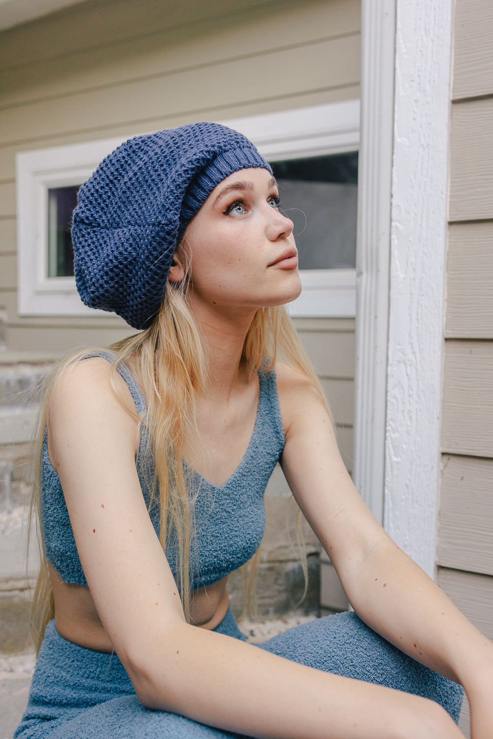 Slouch Waffle Knit Beanie Beanies