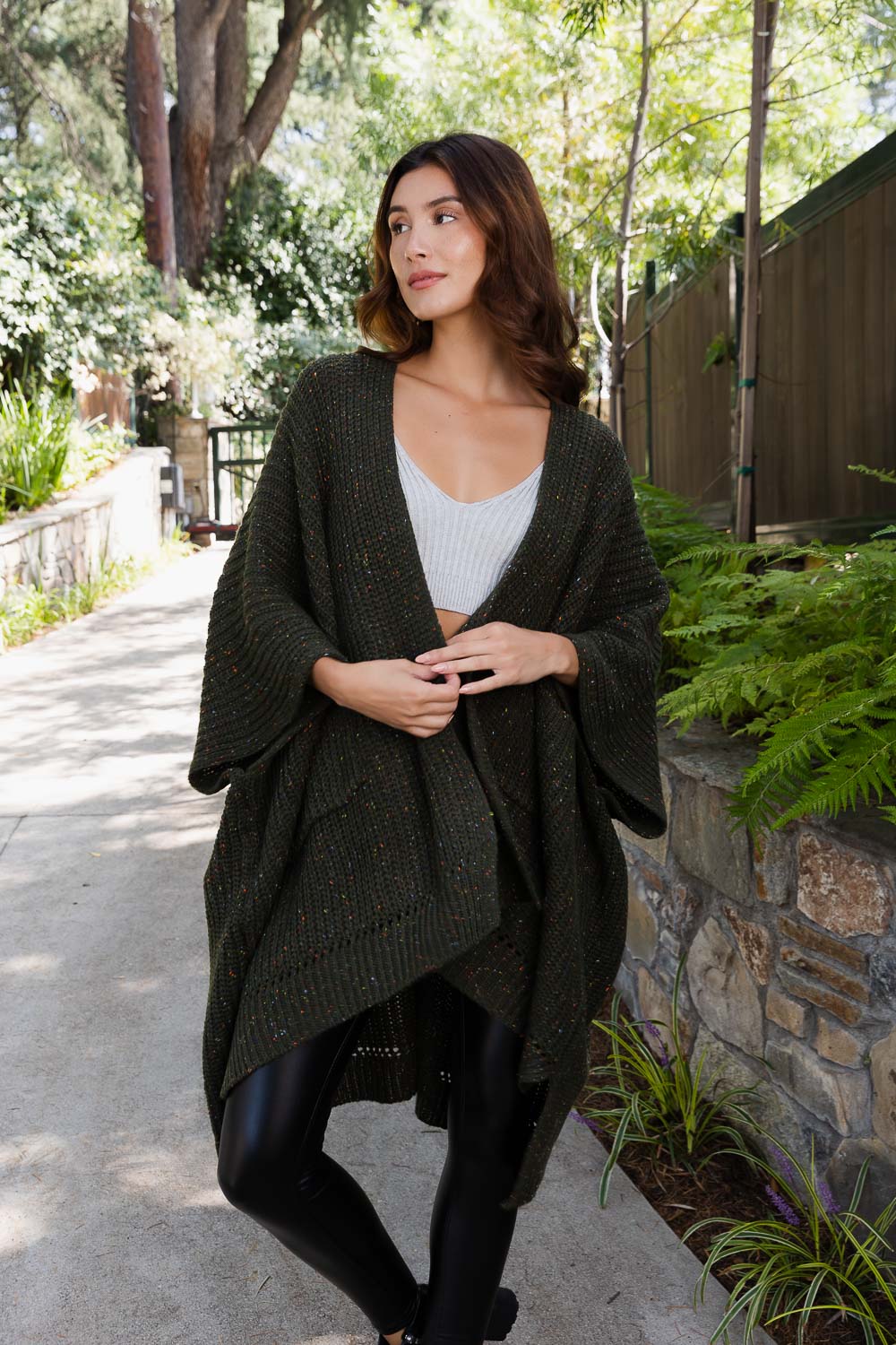 Snuggly Knit Haven Chunky Ribbed Pocket Ruana Ponchos