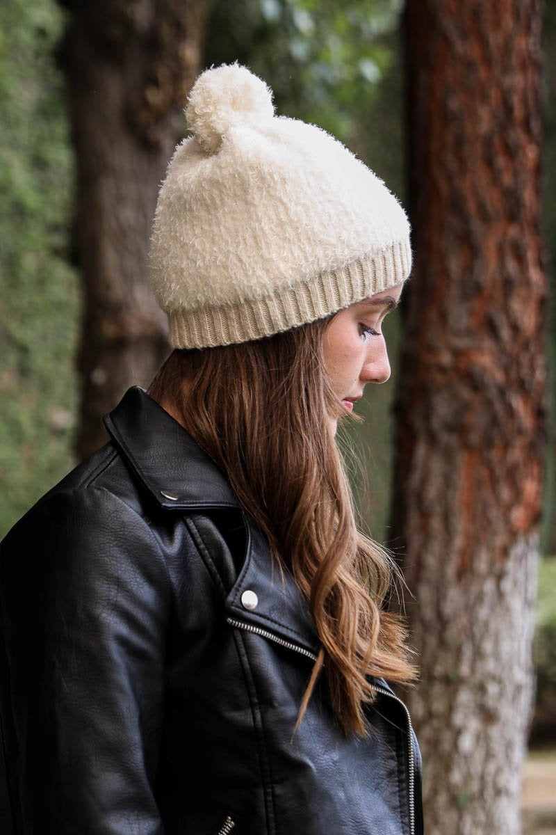 Soft Furry Pom Knit Beanie Hats & Hair