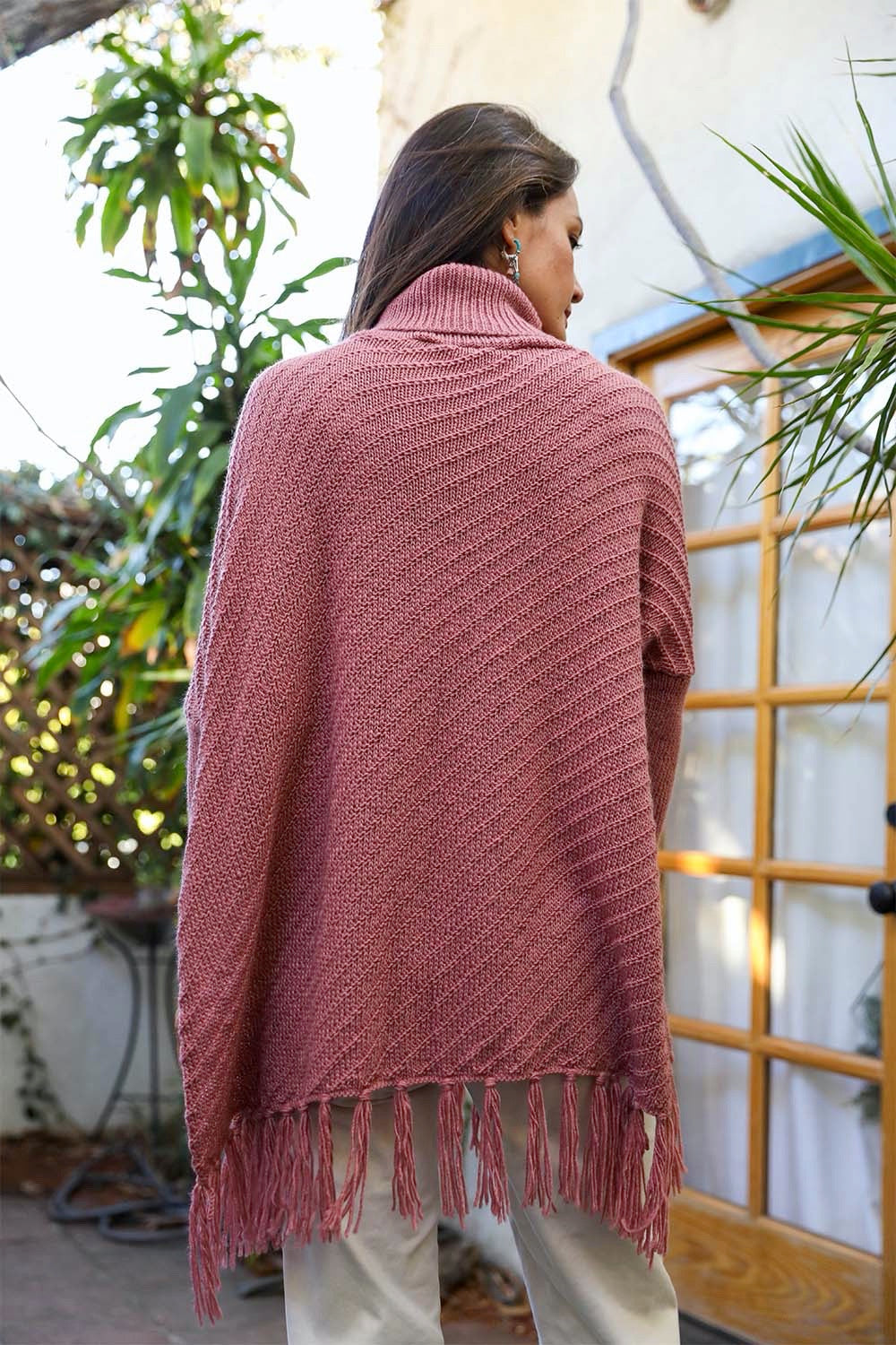 Sweater Weather Roll-Neck Poncho Ponchos