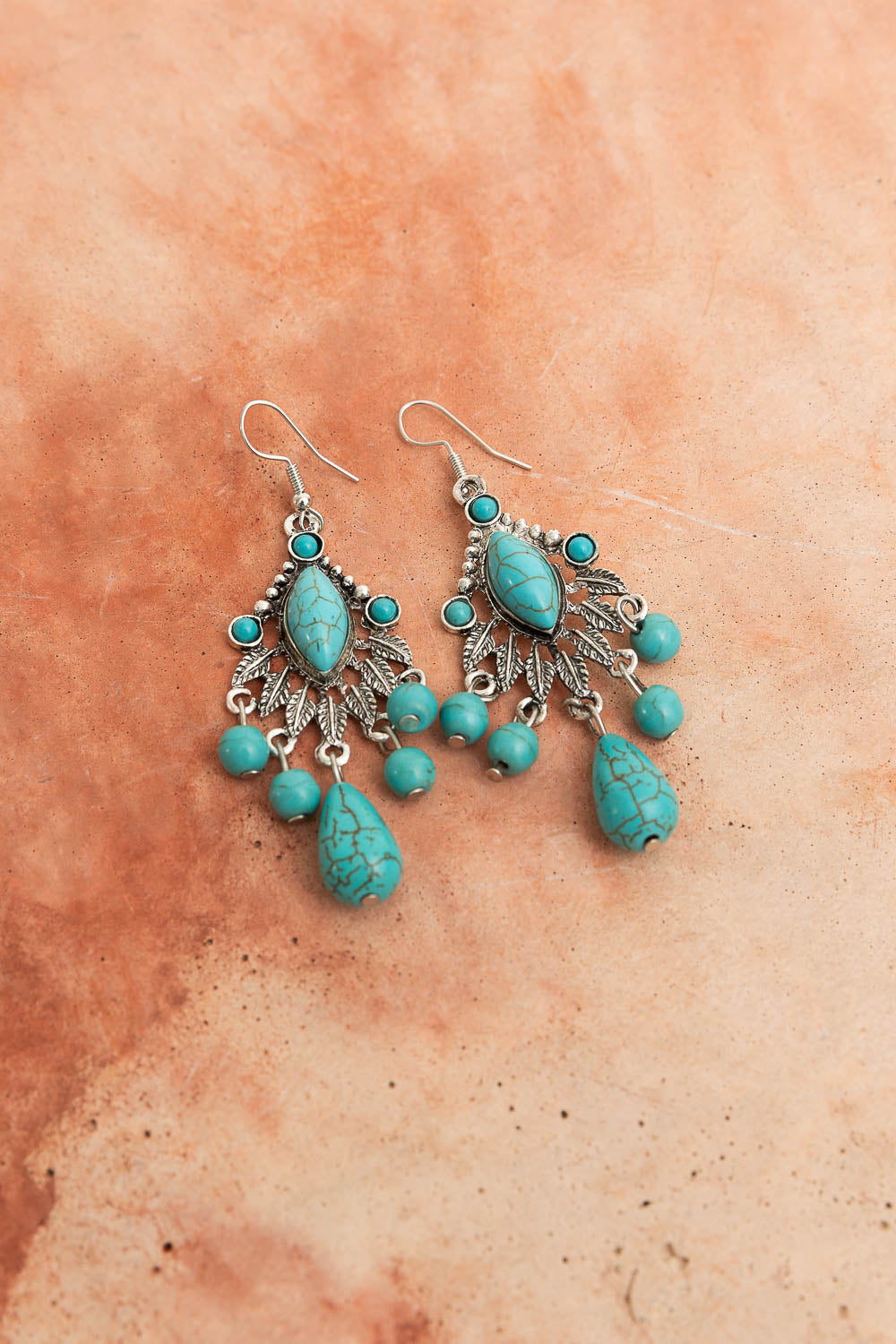 Vintage Turquoise Silver Chandelier Earrings Jewelry