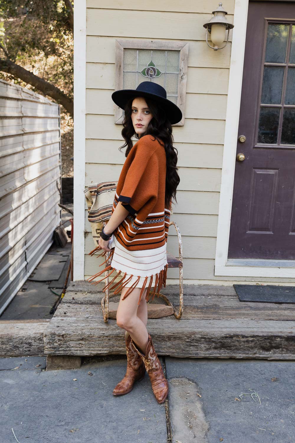 Western Luxe Fringed Ruana Ponchos