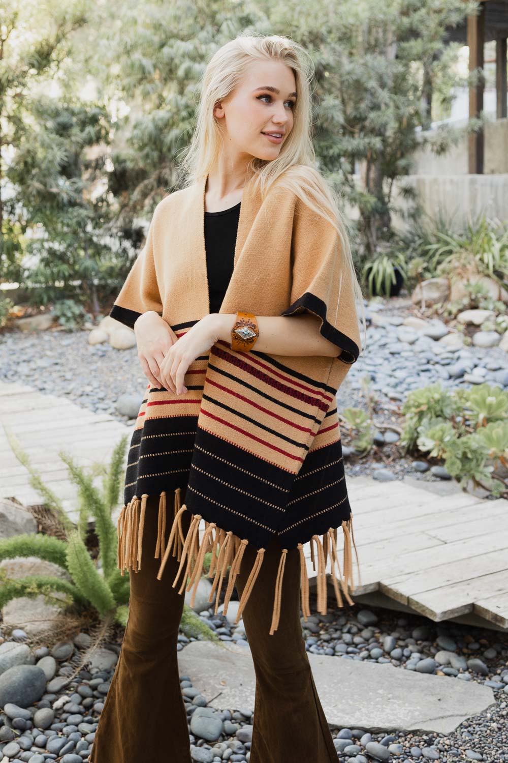 Western Luxe Fringed Ruana Ponchos