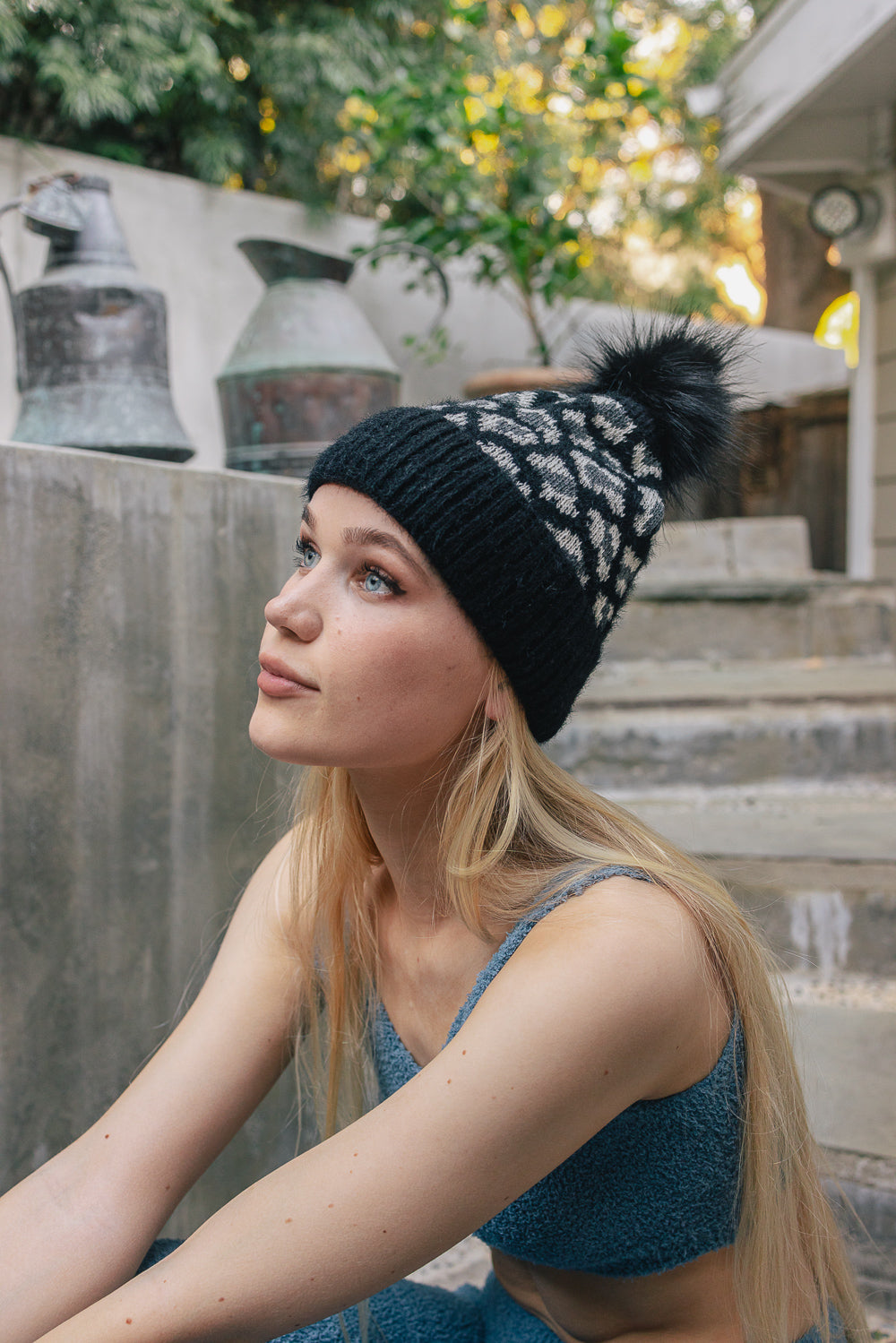 Wild Leopard Knit Beanie Beanies Black